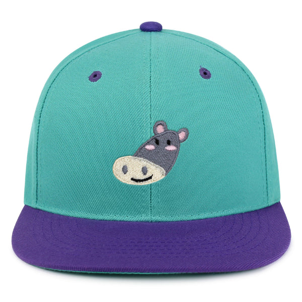 Cute Hippo Face Snapback Hat Embroidered Hip-Hop Baseball Cap Zoo Hippopotamus