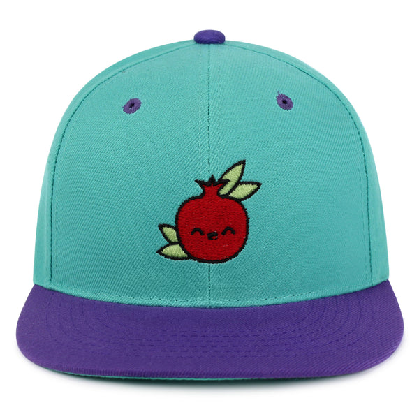 Pomegranate Snapback Hat Embroidered Hip-Hop Baseball Cap Vegan Fruit Garnet