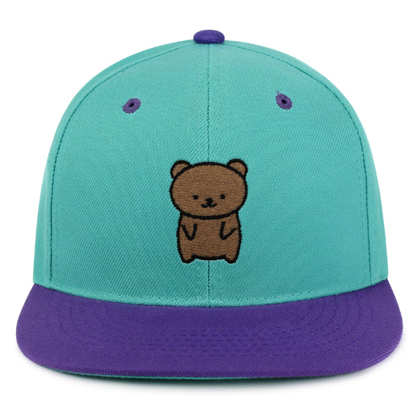 Bear Snapback Hat Embroidered Hip-Hop Baseball Cap Teddy Bear Brown