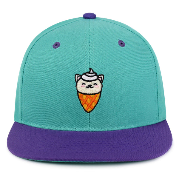 Ice Cream Cat Snapback Hat Embroidered Hip-Hop Baseball Cap Ice Cream Foodie