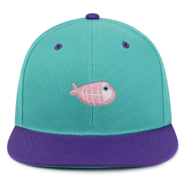 Fishbone Snapback Hat Embroidered Hip-Hop Baseball Cap Pink Bone