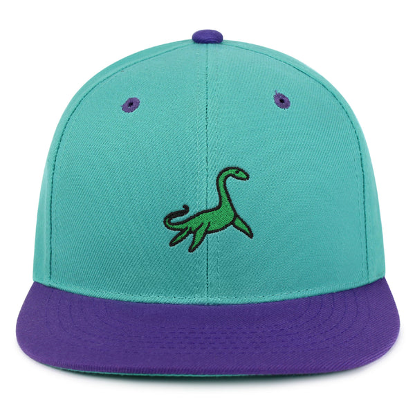 Elasmosaurus Dinosaur  Snapback Hat Embroidered Hip-Hop Baseball Cap Green