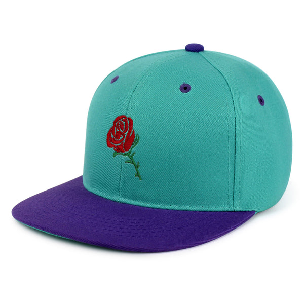 Rose Snapback Hat Embroidered Hip-Hop Baseball Cap Flower Floral Love