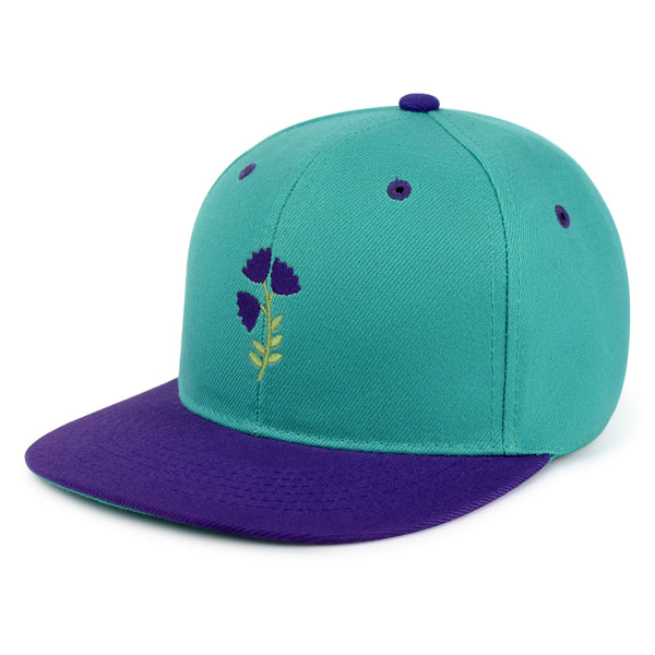 Purple flower Snapback Hat Embroidered Hip-Hop Baseball Cap Purple Floral