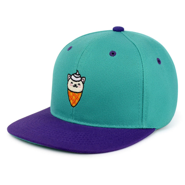 Ice Cream Cat Snapback Hat Embroidered Hip-Hop Baseball Cap Ice Cream Foodie