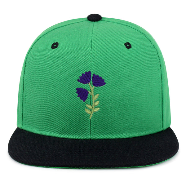 Purple flower Snapback Hat Embroidered Hip-Hop Baseball Cap Purple Floral