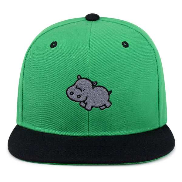 Cute Hippo Snapback Hat Embroidered Hip-Hop Baseball Cap Hippopotamus Zoo