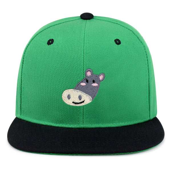 Cute Hippo Face Snapback Hat Embroidered Hip-Hop Baseball Cap Zoo Hippopotamus