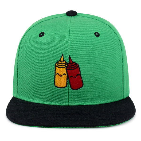 Ketchup and Mustard Snapback Hat Embroidered Hip-Hop Baseball Cap Foodie Sauces Ketchut Mustard