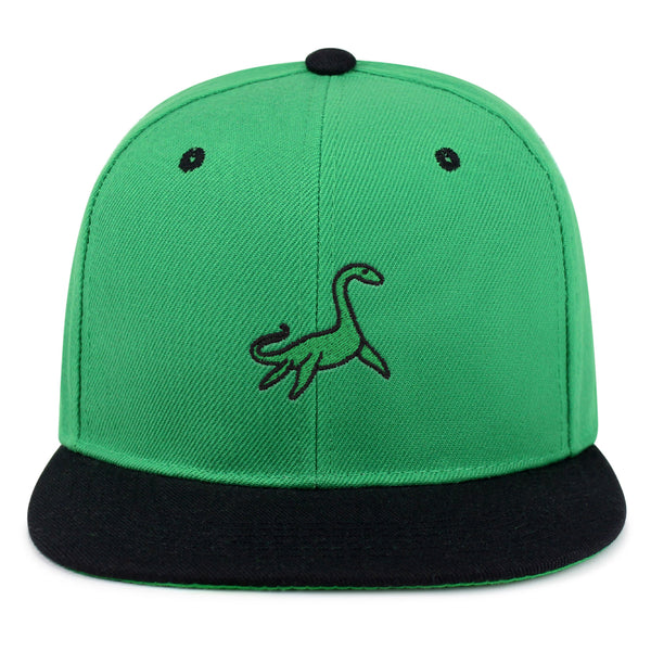 Elasmosaurus Dinosaur  Snapback Hat Embroidered Hip-Hop Baseball Cap Green