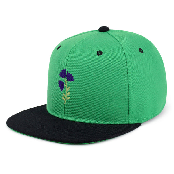 Purple flower Snapback Hat Embroidered Hip-Hop Baseball Cap Purple Floral