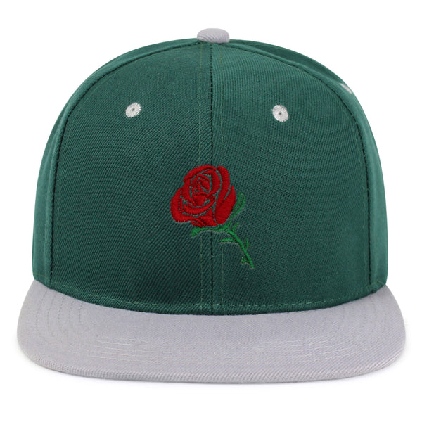 Rose Snapback Hat Embroidered Hip-Hop Baseball Cap Flower Floral Love