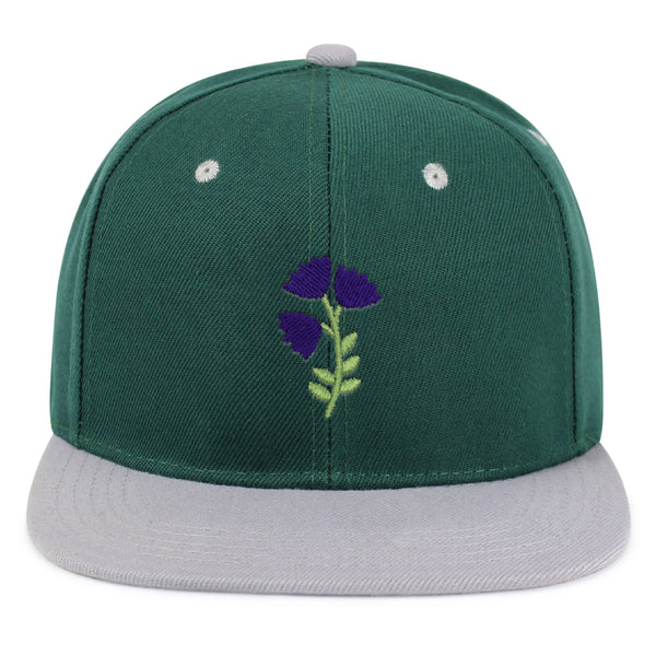 Purple flower Snapback Hat Embroidered Hip-Hop Baseball Cap Purple Floral