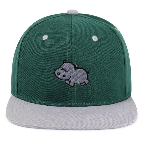 Cute Hippo Snapback Hat Embroidered Hip-Hop Baseball Cap Hippopotamus Zoo