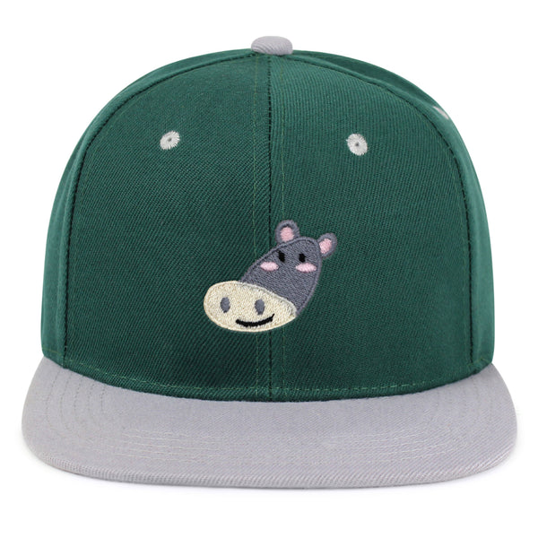 Cute Hippo Face Snapback Hat Embroidered Hip-Hop Baseball Cap Zoo Hippopotamus