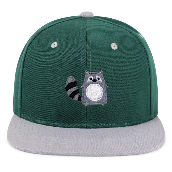 Racoon Snapback Hat Embroidered Hip-Hop Baseball Cap Cute Zoo