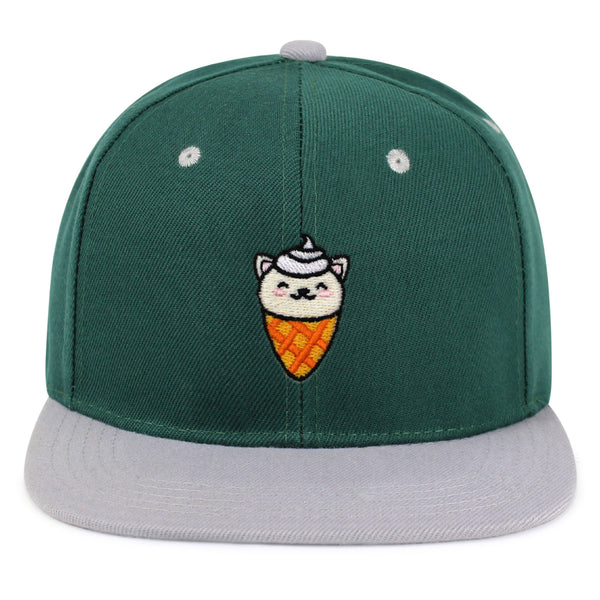 Ice Cream Cat Snapback Hat Embroidered Hip-Hop Baseball Cap Ice Cream Foodie