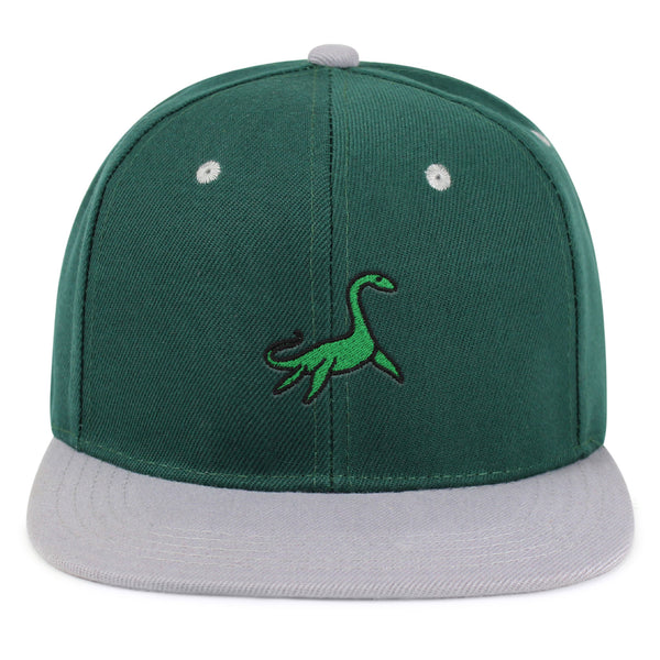 Elasmosaurus Dinosaur  Snapback Hat Embroidered Hip-Hop Baseball Cap Green