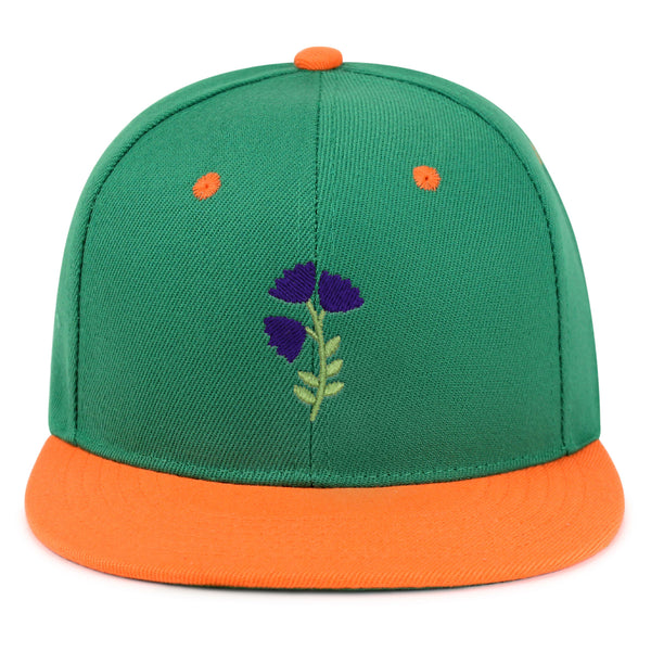 Purple flower Snapback Hat Embroidered Hip-Hop Baseball Cap Purple Floral