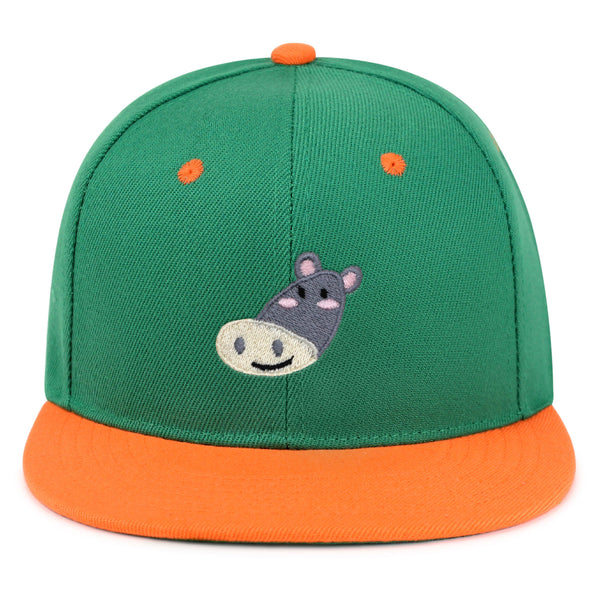 Cute Hippo Face Snapback Hat Embroidered Hip-Hop Baseball Cap Zoo Hippopotamus