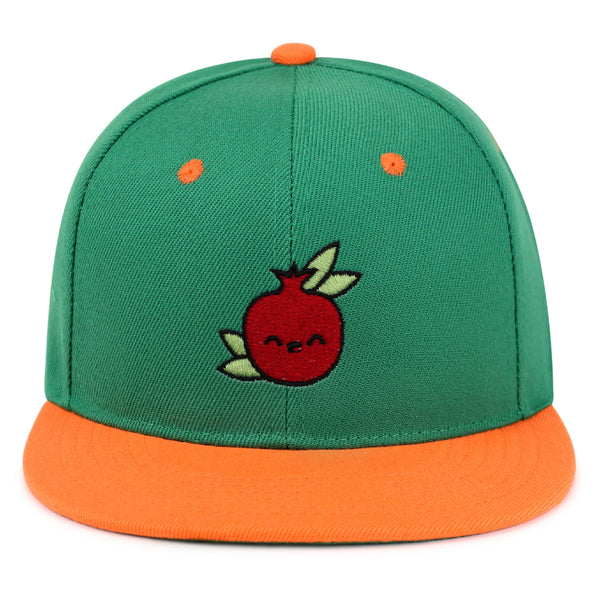 Pomegranate Snapback Hat Embroidered Hip-Hop Baseball Cap Vegan Fruit Garnet