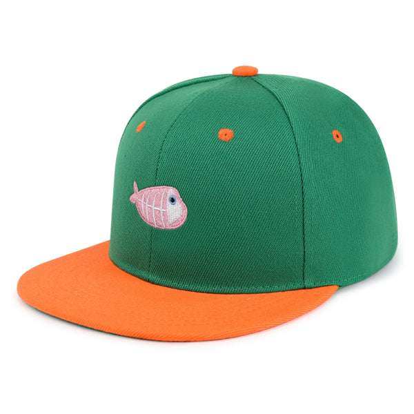 Fishbone Snapback Hat Embroidered Hip-Hop Baseball Cap Pink Bone