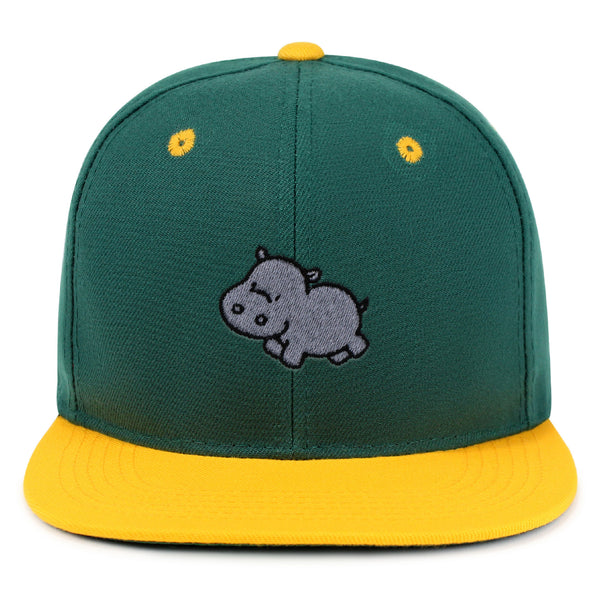 Cute Hippo Snapback Hat Embroidered Hip-Hop Baseball Cap Hippopotamus Zoo