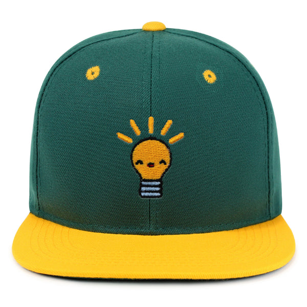 Happy Bulb Snapback Hat Embroidered Hip-Hop Baseball Cap Lightbulb Idea