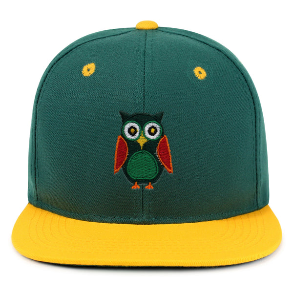 Owl Snapback Hat Embroidered Hip-Hop Baseball Cap Bird Green