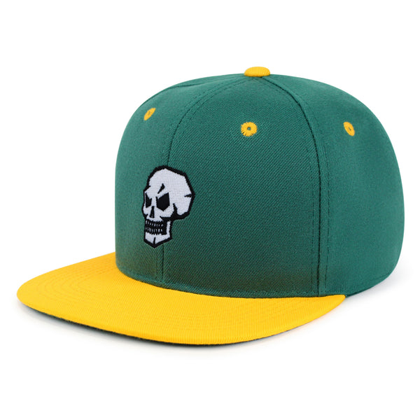 Skull Side View Snapback Hat Embroidered Hip-Hop Baseball Cap Grunge