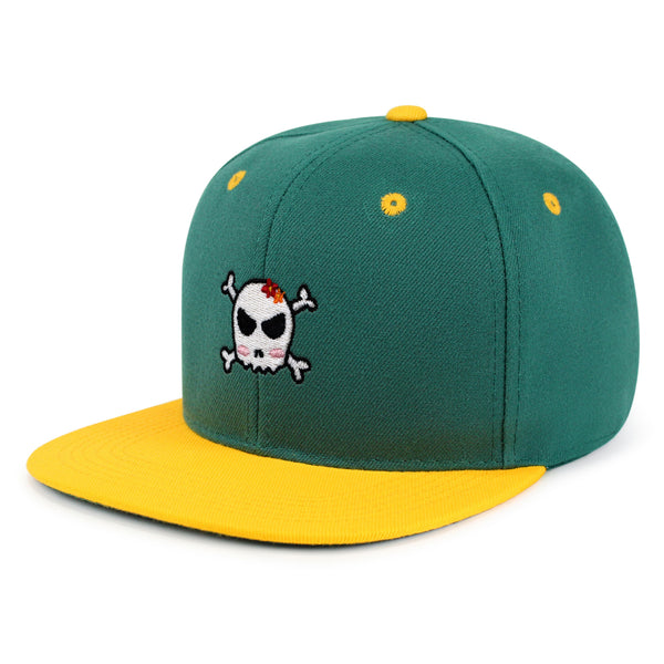 Skull Snapback Hat Embroidered Hip-Hop Baseball Cap Ribbon Girly