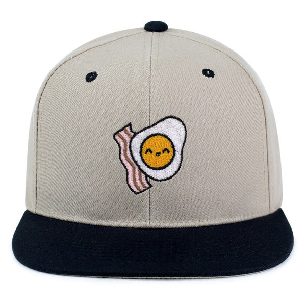 Egg and Bacon Snapback Hat Embroidered Hip-Hop Baseball Cap Breakfast