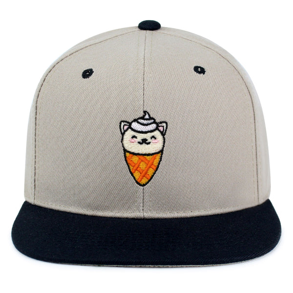 Ice Cream Cat Snapback Hat Embroidered Hip-Hop Baseball Cap Ice Cream Foodie