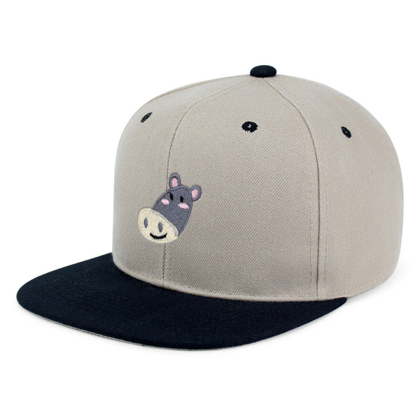 Cute Hippo Face Snapback Hat Embroidered Hip-Hop Baseball Cap Zoo Hippopotamus