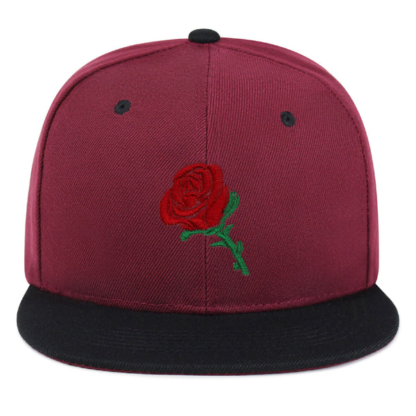 Rose Snapback Hat Embroidered Hip-Hop Baseball Cap Flower Floral Love