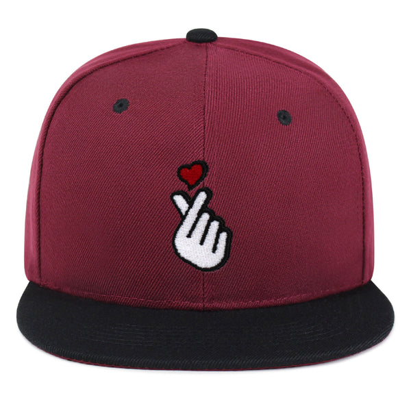 Korean Heart Finger Snapback Hat Embroidered Hip-Hop Baseball Cap Korea Sign