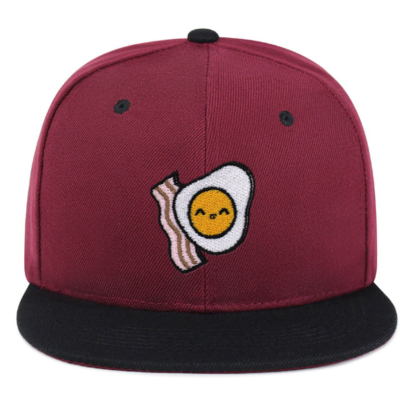 Egg and Bacon Snapback Hat Embroidered Hip-Hop Baseball Cap Breakfast