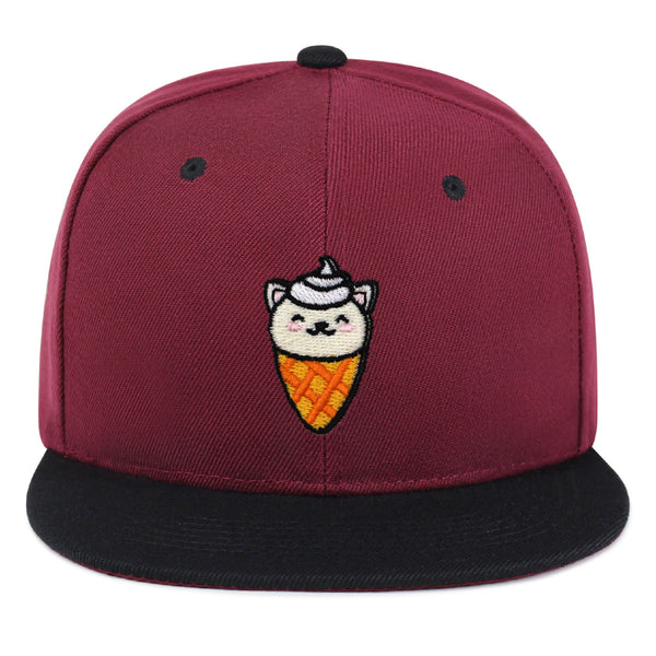 Ice Cream Cat Snapback Hat Embroidered Hip-Hop Baseball Cap Ice Cream Foodie