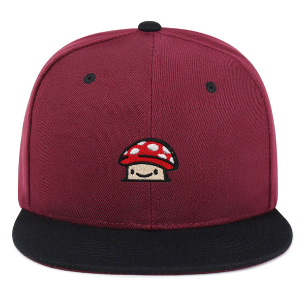 Mushroom  Snapback Hat Embroidered Hip-Hop Baseball Cap Red