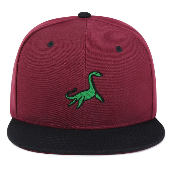 Elasmosaurus Dinosaur  Snapback Hat Embroidered Hip-Hop Baseball Cap Green