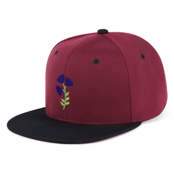 Purple flower Snapback Hat Embroidered Hip-Hop Baseball Cap Purple Floral