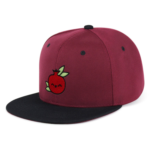 Pomegranate Snapback Hat Embroidered Hip-Hop Baseball Cap Vegan Fruit Garnet