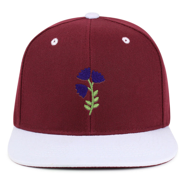 Purple flower Snapback Hat Embroidered Hip-Hop Baseball Cap Purple Floral