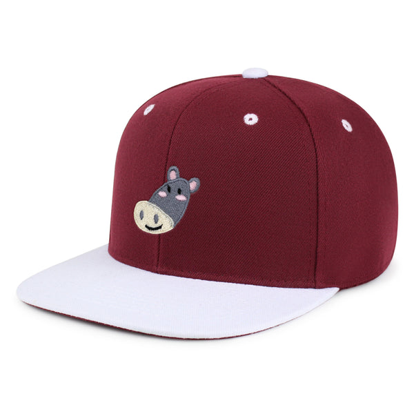 Cute Hippo Face Snapback Hat Embroidered Hip-Hop Baseball Cap Zoo Hippopotamus