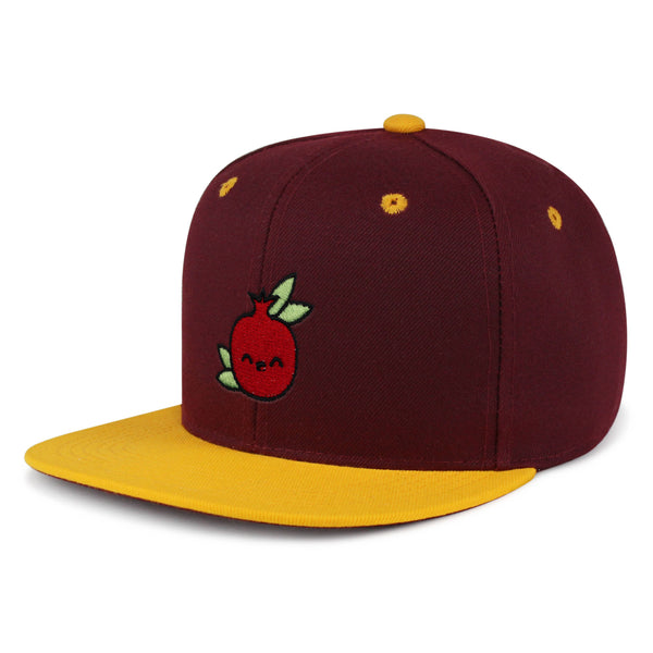 Pomegranate Snapback Hat Embroidered Hip-Hop Baseball Cap Vegan Fruit Garnet