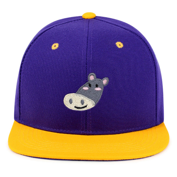 Cute Hippo Face Snapback Hat Embroidered Hip-Hop Baseball Cap Zoo Hippopotamus