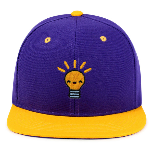 Happy Bulb Snapback Hat Embroidered Hip-Hop Baseball Cap Lightbulb Idea