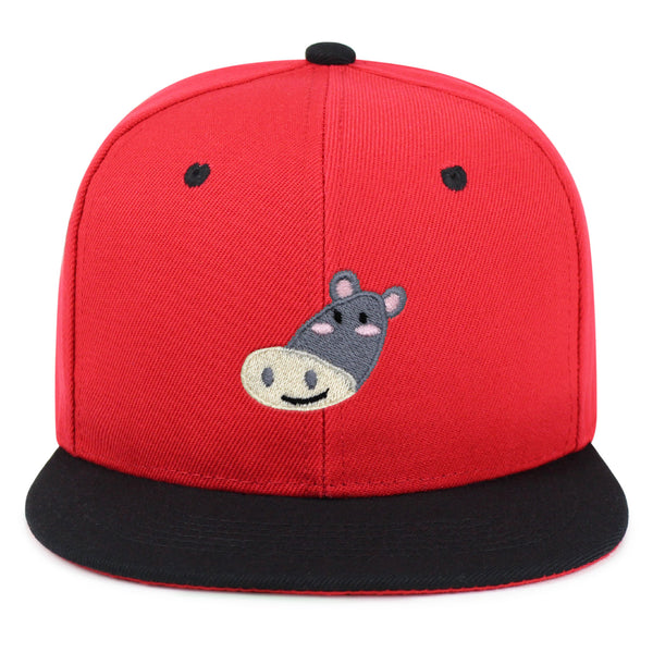 Cute Hippo Face Snapback Hat Embroidered Hip-Hop Baseball Cap Zoo Hippopotamus