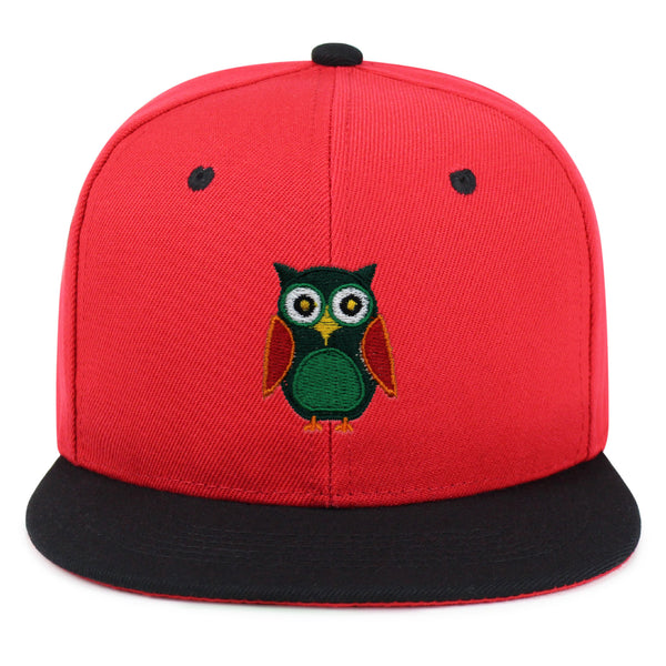 Owl Snapback Hat Embroidered Hip-Hop Baseball Cap Bird Green