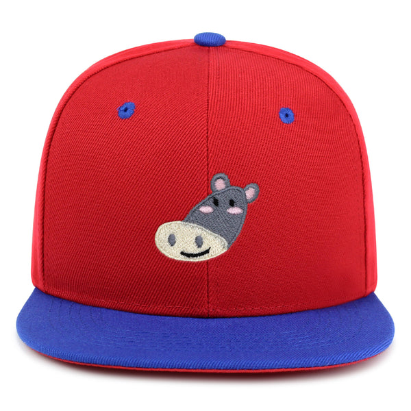 Cute Hippo Face Snapback Hat Embroidered Hip-Hop Baseball Cap Zoo Hippopotamus